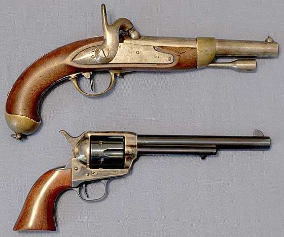 1822 French martial pistton and Colt single action