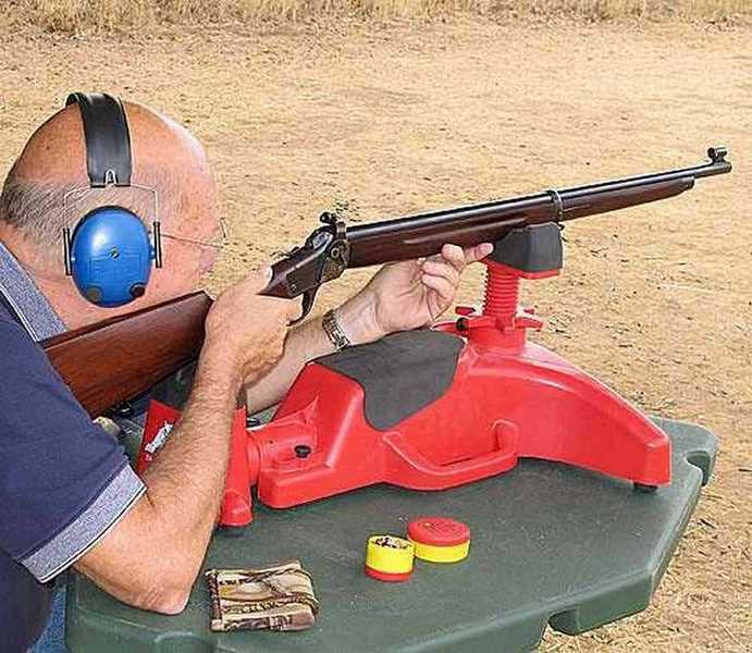 Tom at bench with Winder musket