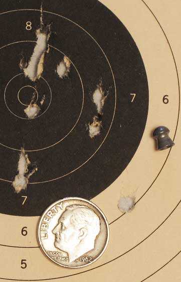 See All Open Sight accuracy test first 10-shot group 10 meters