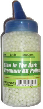 UHC Precision Ground Premium 6mm plastic airsoft BBs, 0.12g, 2000 rds, glow in the dark 