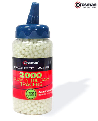 Crosman 6mm plastic airsoft BBs, 0.12g, 2000 rds, glow in the dark