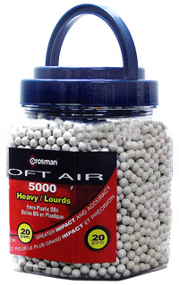 Crosman 6mm plastic airsoft BBs, 0.20g, 5000 rds, white