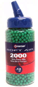 Crosman 6mm plastic airsoft BBs, 0.12g, 2000 rds, green