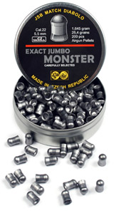 JSB Diabolo Exact Jumbo Monster .22 Cal, 25.4 Grains, Domed, 200ct