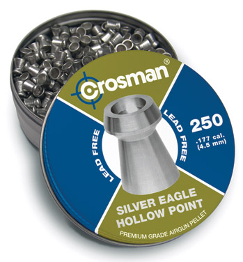 Crosman Silver Eagle Pellets .177 Cal, 4.8 Grains, Hollowpoint, Lead-Free, 250ct