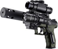 Walther NightHawk air pistol with green grips