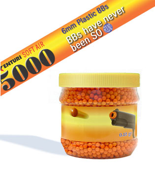 Air Venturi 6mm plastic airsoft BBs, 0.12g, 5000 rds, orange