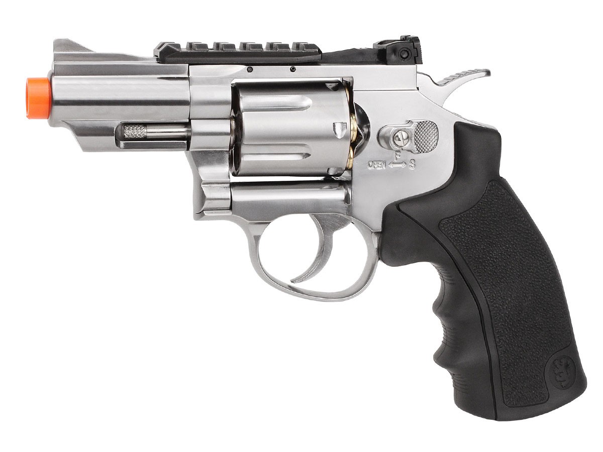 Black Ops / WG CO2 Airsoft Revolver, Chrome, 2.5" 6mm