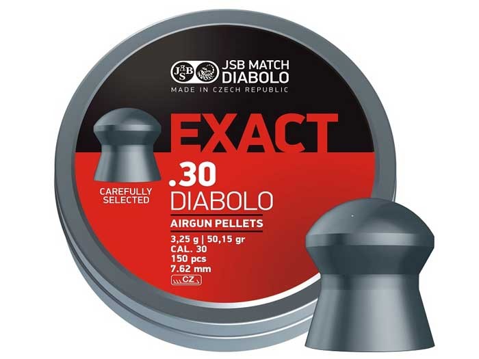 JSB Diabolo Exact Pellets, .30 Cal, 50.15 Grains, Domed, 150ct air