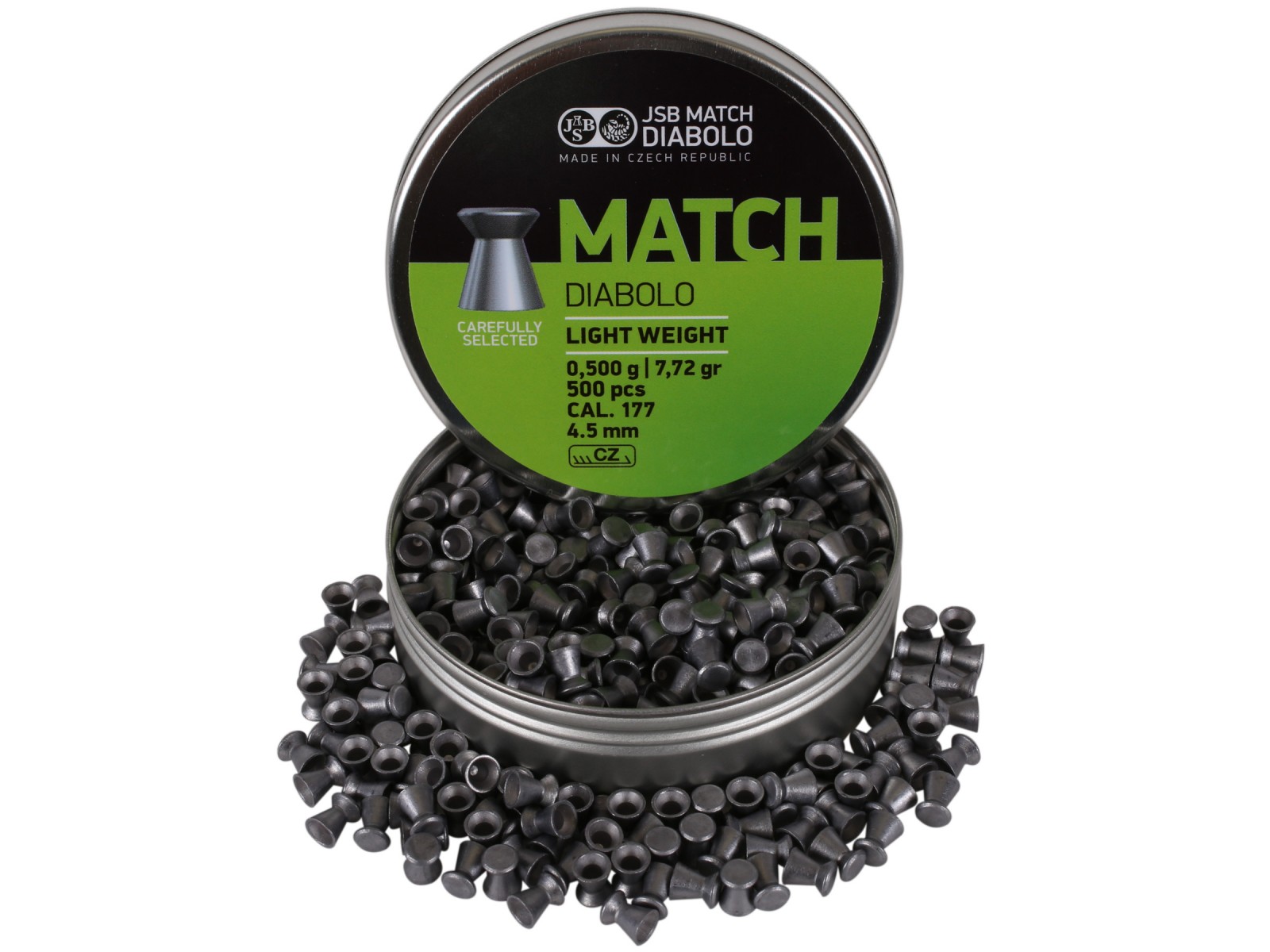 JSB Green Match Light Weight .177 Cal, 7.72 Grains, Wadcutter, 500ct