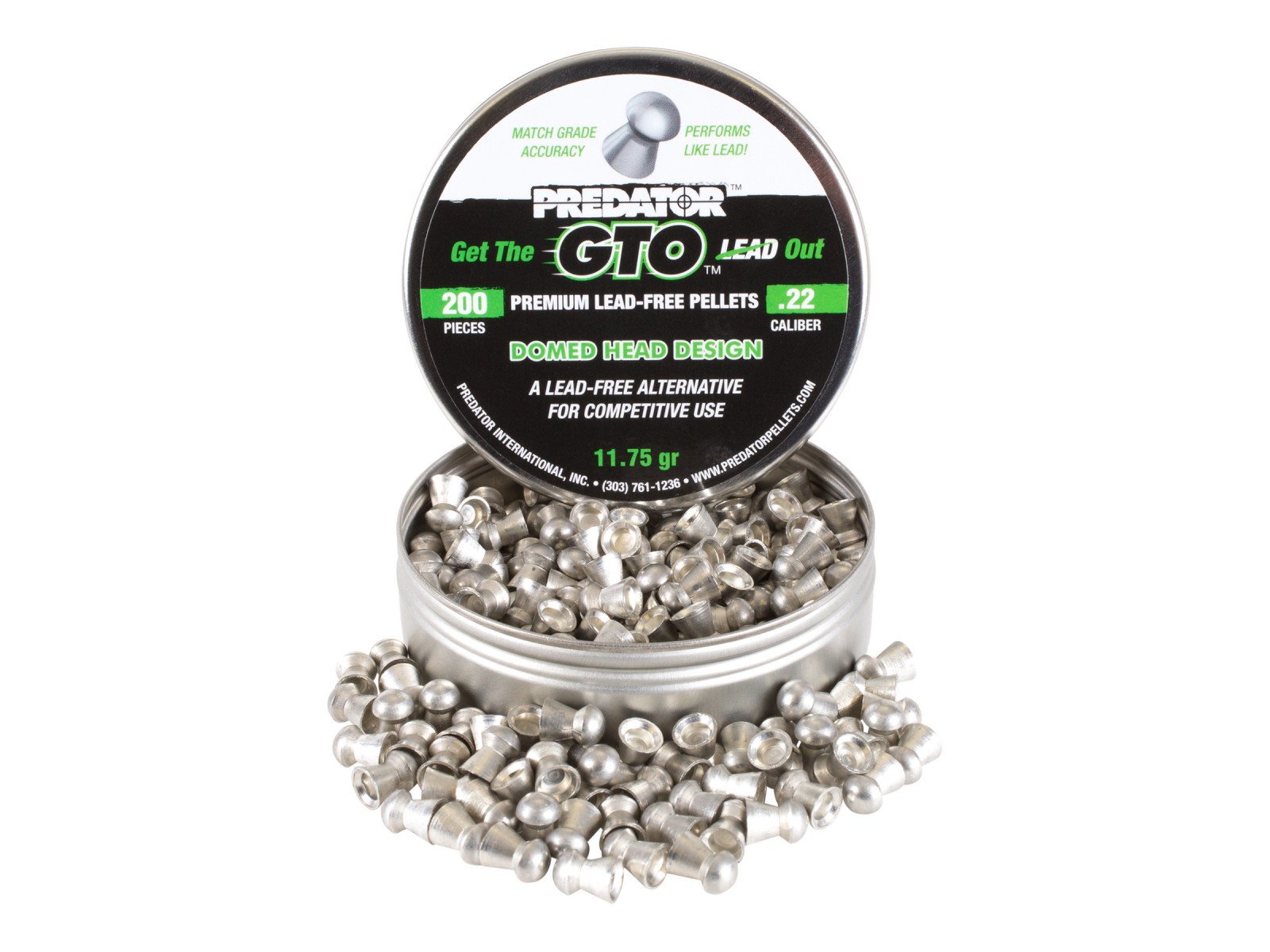 Predator GTO .22 Cal, 11.75 Grains, Domed, LeadFree, 200ct air gun pellets