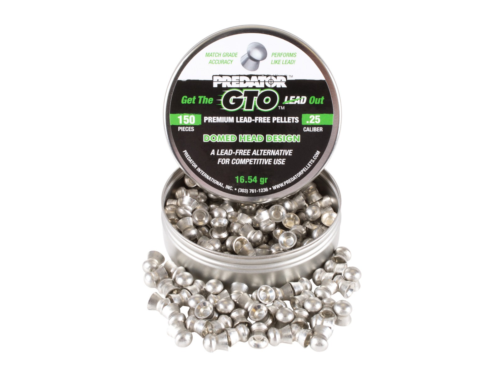 Predator GTO .25 Cal, 16.54 Grains, Domed, LeadFree, 150ct air gun