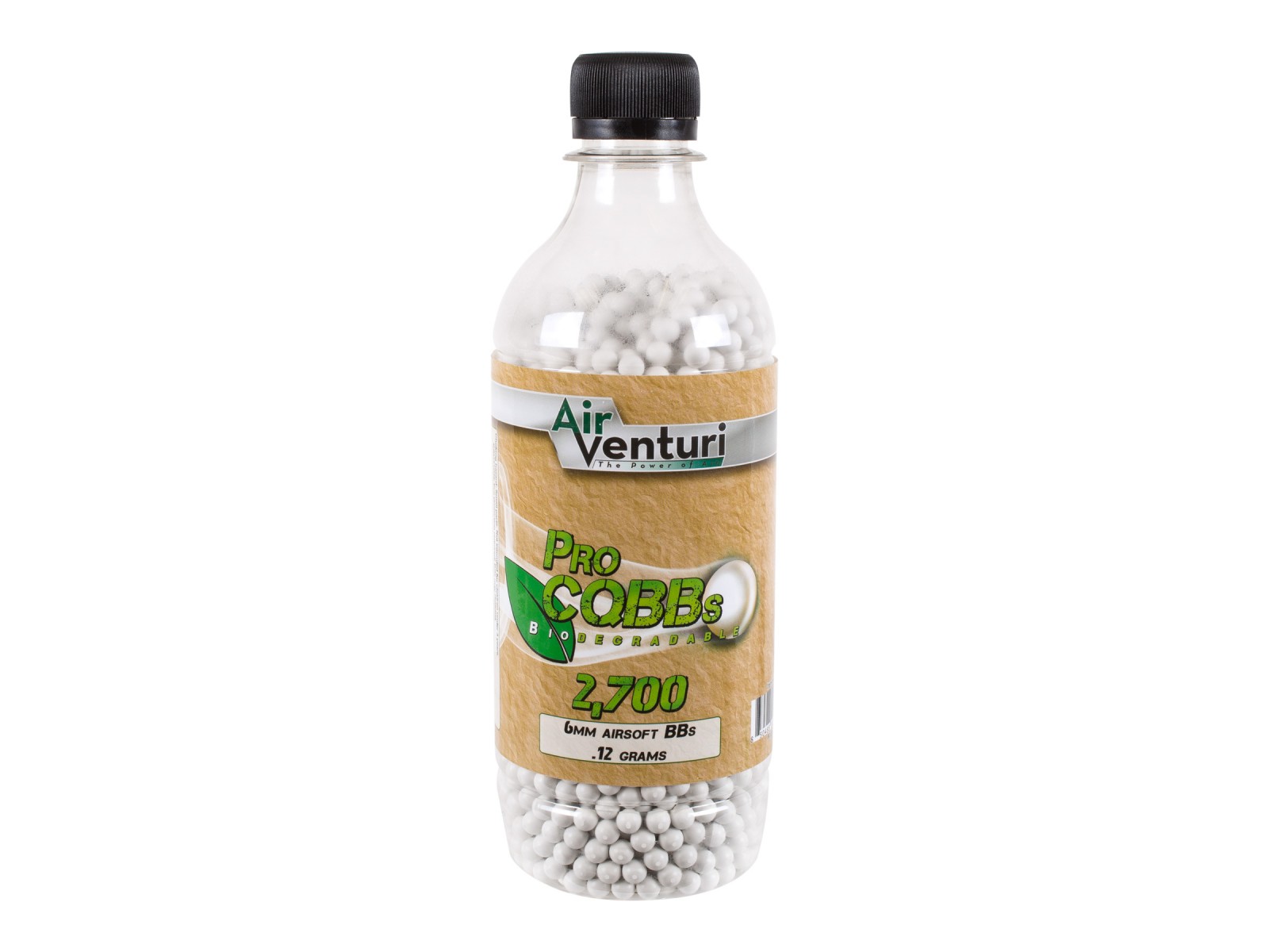 Air Venturi Pro CQBBs 6mm biodegradable airsoft BBs, 0.12g, 2700 rds, white biodegradable