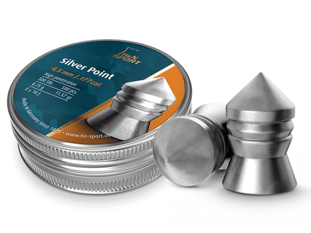 H&N Silver Point .177 Cal, 11.57 Grains, Pointed, 500ct air gun pellets