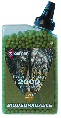 Crosman 6mm biodegradable airsoft BBs, 0.20g, 2000 rds, white 
