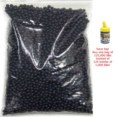 TSD Tactical 6mm plastic airsoft BBs, 0.20g, 125,000 rds, black