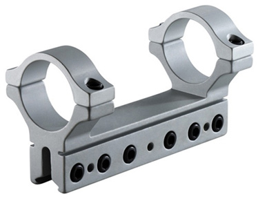 BKL 1-Pc Mount, 30mm Rings, 3/8 inch or 11mm Dovetail, 4 inch Long, 6 Base Screws, Silver