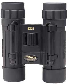 BSA 8x21mm Compact Binoculars, Rubber-Coated