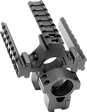 Leapers Accushot 1 inch Rings w/Deluxe Tactical Tri-Rail, Medium, 3/8 inch Dovetail, See-Thru