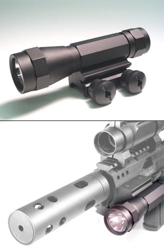 Leapers Xenon Flashlight, 95 Lumens,<br> Integral Weaver Mount, Pressure Switch & Battery