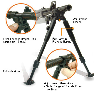 UTG Low-Profile Dragon Claw Clamp-on Barrel Bipod
