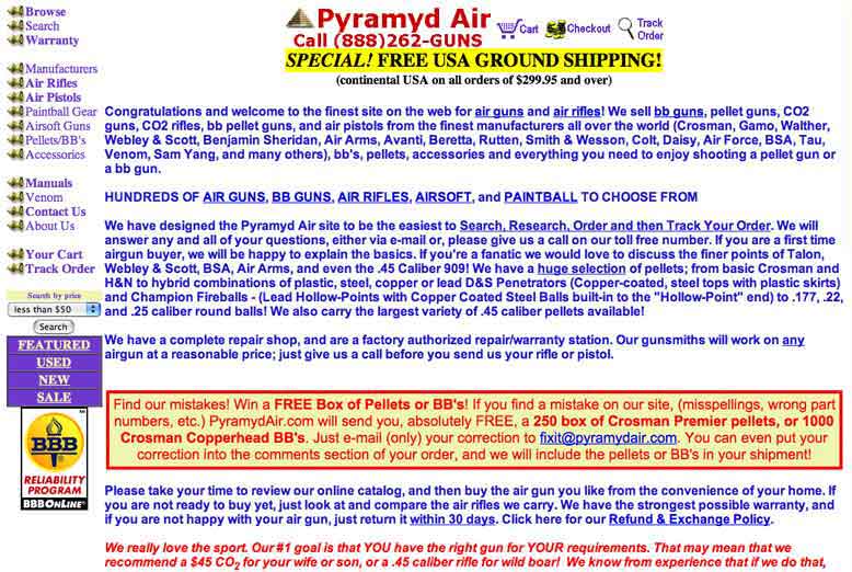 pyramyd air 2003 home page