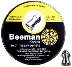 Beeman Kodiak Extra Heavy .20 Cal, 13.32 Grains, Pointed, 200ct