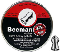 Beeman Kodiak Extra Heavy .25 Cal, 30.70 Grains, Pointed, 200ct