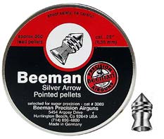 Beeman Silver Arrow .25 Cal, 24.30 Grains, Pointed, 200ct