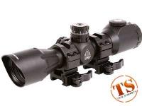 UTG 4x32 CQB Compact Rifle Scope, EZ-TAP, Illuminated Mil-Dot Reticle, 1/4 MOA, 1 inch Tube, See-Thru Weaver Rings