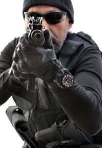 For tactical training the Umarex Mini Uzi makes exercises incredibly affordable with the cost of the gun and two spare magazines costing less than $250. (5.11 Tactical HardTime tactical gloves and Surefire 2211 tactical watch also shown)
