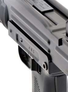 “Safe”, semi-auto “R”, and automatic “A”, fire selector switch are at the top of the grips.