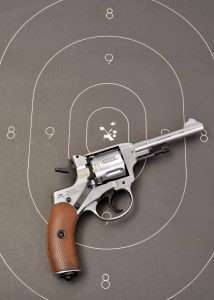 Best group with the Nagant pellet model from 21 feet measured 0.75 inches.