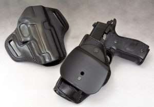 Galco holsters made for the 9mm Sig Sauer P226 also fit the P226 X-Five airgun allowing you to train with the same holster used for the cartridge-firing model.