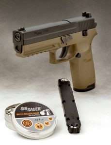 The Sig Sauer P250 ASP is also a DAO (double action only) design and is offered in two finishes, all black or two tone with an OD green frame and black slide.