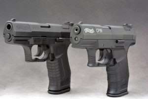 Still one of the best 9mm semi-autos in the world, the Walther P99 (left) was introduced to the U.S. market in 1995 and purchased by a number of U.S. law enforcement agencies. Five years later Walther introduced the CO2 version, CP99. It was used as a training gun for German police. After 16 years the CP99 remains one of the most popular of all Walther pellet guns.