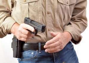 The Galco Matrix paddle holster allows the gun to be easily positioned around the waist and with the M22 airgun engaging the locking mechanism, one can use the airgun to lean and perfect safe handing, drawing and re-holstering.