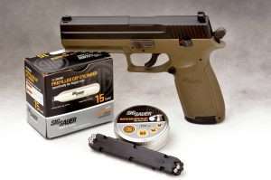 Sig Sauer brought its ASP series to market full born with a complete line of accessories including their own 12 gram Elite Performance CO2 cylinders, Sig .177 caliber Match Ballistic 5.25 gr. alloy pellets.