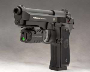 The 92A1 has a dustcover Picatinny rail and can be equipped with a light or laser. (Crimson Trace Rail Master Pro shown)