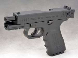 The airgun has a 4-inch smoothbore barrel and blowback action. As a training gun, the slide and magazine releases are identical to the .22LR M22 as well as Glock subcompacts.