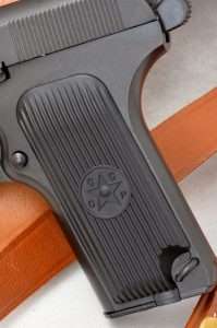 Original style TT-33 grips are reproduced for the Gletcher with circle surrounding a star with the letters CCCP. The lanyard loop is another accurate feature of the original gun.
