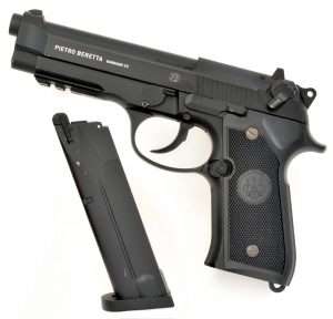 Drop free full-size magazines contain both the CO2 cartridge and a stack of 18 steel BBs. Extra magazines cost around $46.