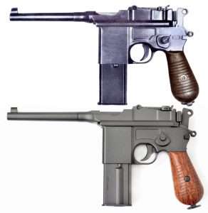 Compared to an original Mauser Model 712 (top) the detail that has gone into making the selective fire, all-metal Umarex Model 712 far exeeds the asking price for this Umarex Legends Model.