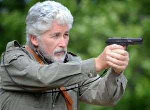 The original-style TT-33 sights are accurate enough at 21 feet. Also note that the author has affixed an original c.1930s military lanyard to the pistol.
