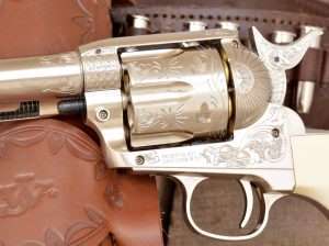 The Colt branded, .177 caliber Single Action Army models are accurate in virtually every detail, right down to the SEPT. 18. 1871 JUL2.72JAN.19.75 patent dates stamped on the left side of frame and the Rampant Colt emblem.