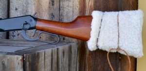 To cover up the wide black buttplate, the author took a page from the 2002 version of "Monte Walsh" and wrapped the back of the Walther with sheepswool like Shorty Austin did with his Winchester lever action shotgun.