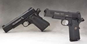 Two side of the same coin, the Sig Sauer Tactical is a more modernized take on the traditional Colt Model 1911 design. 