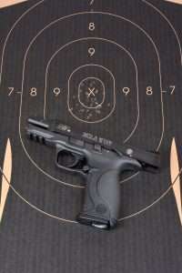 Best group of 10 shots fro 21 feet with Hornady Black Diamond 5.2 grain .177 caliber black anodized steel BBs measured just a fraction over 0.75 inches in the X ring of a full size Law Enforcement Targets B-27 silhouette.