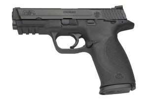 The S&W M&P40 with ambidextrous thumb safeties (pictured) and the airgun version look and feel the same in the hand. The Umarex is distinguished by the white highlighted M&P40 and S&W logos.