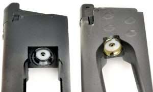 The smaller design O-ring on the Sig Sauer magazine and different retaining ring contour may be the culprit in the problem with poor CO2 to magazine seals and failue to opperate the gun at top efficiency.